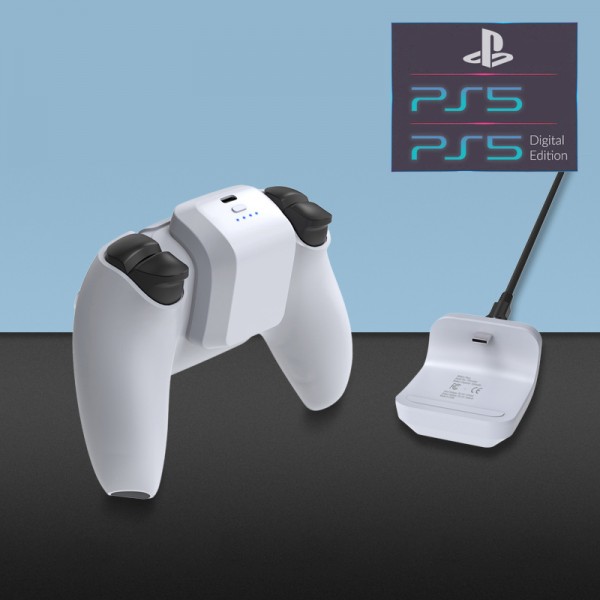 Зовнішній акумулятор DOBE 1500 mah powerbank для геймпада DualSense Sony PlayStation 5 (PS5 / PS5 Digital Edition) з LED індикаторами статусу зарядки контролера