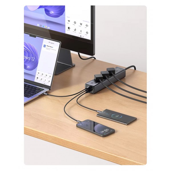 Мережевий фільтр-подовжувач Mcdodo GaN (1.5м): Три розетки 220V / 30W - два USB Type-C / один USB-A для телефону, планшета, ноутбука, MacBook / зарядний пристрій з підтримкою протоколів швидкої зарядки (PD 3.0, QC 4.0, PPS, AFC, FCP)