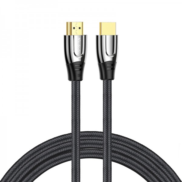 Цифровий відео-аудіо дата кабель Mcdodo HDMI/HDMI: 2.1 UltraHD, 8K@60Гц, 4K@120Гц / Dynamic HDR / eARC / 3D / 2м (200 см) для ТВ, моніторів, консолей, ноутбуків, MacBook, ПК (СS-307)