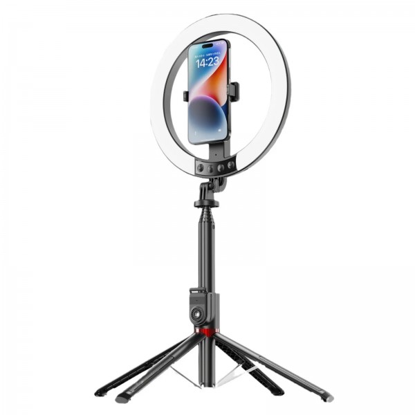 Набір для блогера: Трипод - штатив (230 см max. висота) + Кільцева LED лампа Ring Light (діаметров у 25.5 см) для фото, відео, стріму, селфі / Bluetooth 5.2 пульт / Монопод - селфі палиця зі світлом (СS-317)
