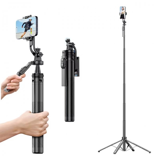 Трипод - штатив Quadropod (180 см max. висота) для телефону, фото, відео 360° (екшн камери, фотоапарата з різьбою у 1.4'') / Bluetooth 5.2 пульт / Стедікам - селфі палиця (СS-319) Трипод - штатив Quadropod (180 см max. висота) для телефону, фото, відео 360° (екшн камери, фотоапарата з різьбою у 1.4'') / Bluetooth 5.2 пульт / Стедікам - селфі палиця (СS-319)