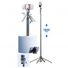 Трипод - штатив Quadropod (180 см max. висота) для телефону, фото, відео 360° (екшн камери, фотоапарата з різьбою у 1.4'') / Bluetooth 5.2 пульт / Стедікам - селфі палиця (СS-319)