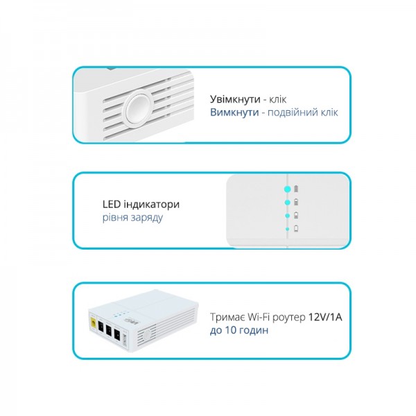 Джерело безперебійного живлення WGP 13500 mAh (24W) для роутера, ONU 9V / 12V, ДБЖ mini UPS (CS-281)