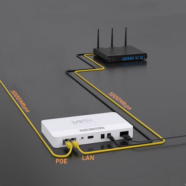 ДБЖ mini UPS WGP 20800 mAh 30W USB-A 5V, POE 24V-48V, LAN, DC 12V/9V для Wi-Fi роутера, ONU (CS-283)