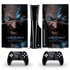 Вінілові наклейки God of War на PS5 Slim Disk Drive version / геймпад DualSense / глянцеву частину ігрової консолі Sony PlayStation 5 Slim Disk Drive / Skin