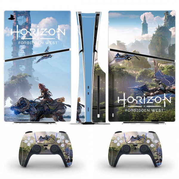 Вінілові наклейки Horizon Forbidden West на PS5 Slim Disk Drive version / геймпад DualSense / глянцеву частину ігрової консолі Sony PlayStation 5 Slim Disk Drive / Skin