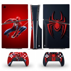 Вінілові наклейки Spider-Man на PS5 Slim Disk Drive version / геймпад DualSense / глянцеву частину ігрової консолі Sony PlayStation 5 Slim Disk Drive / Skin