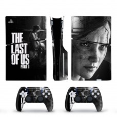 Вінілові наклейки The Last of Us Part ll на PS5 Slim Disk Drive version + геймпад DualSense + глянцеву частину ігрової консолі Sony PlayStation 5 Slim Disk Drive / Skin