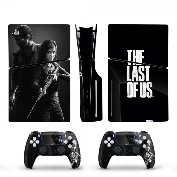 Вінілові наклейки The Last of Us на PS5 Slim Disk Drive version + геймпад DualSense + глянцеву частину ігрової консолі Sony PlayStation 5 Slim Disk Drive / Skin