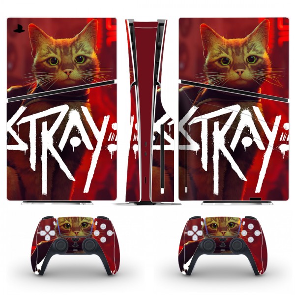 Вінілові наклейки Stray на ігрову консоль PS5 Slim Disk Drive version + контролер DualSense (CS-226)
