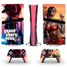 Вінілові наклейки Grand Theft Auto VI (GTA 6) на Sony PlayStation 5 Pro + геймпад DualSense (CS-237)
