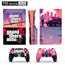 Вінілові наклейки GTA 6 Grand Theft Auto на PS5 Slim Disk Drive version + геймпад DualSense (CS-223)