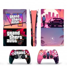 Вінілові наклейки GTA 6 (Grand Theft Auto) на PS5 Slim Digital Edition + геймпад DualSense (CS-219)