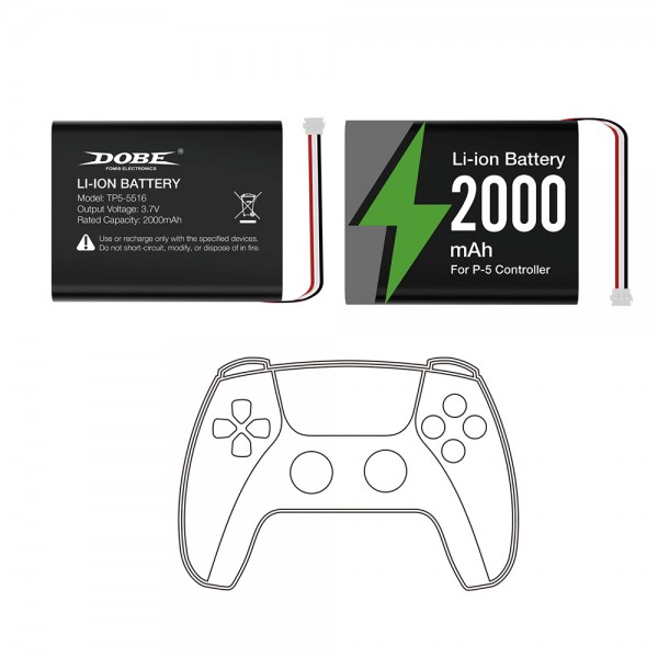 Змінна акумуляторна батарея DOBE 2000 mAh для геймпада DualSense ігрової консолі Sony PlayStation 5 (PS5 Fat / PS5 Slim / PS5 Pro) (СS-335)