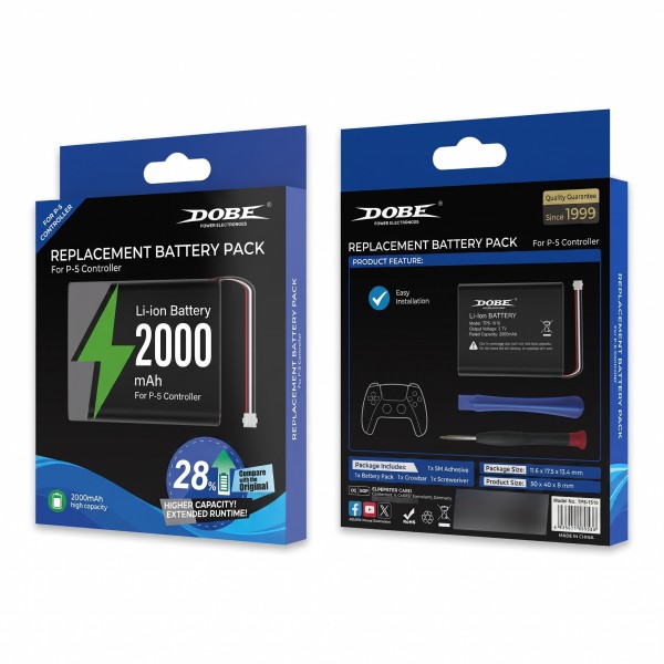 Змінна акумуляторна батарея DOBE 2000 mAh для геймпада DualSense ігрової консолі Sony PlayStation 5 (PS5 Fat / PS5 Slim / PS5 Pro) (СS-335)