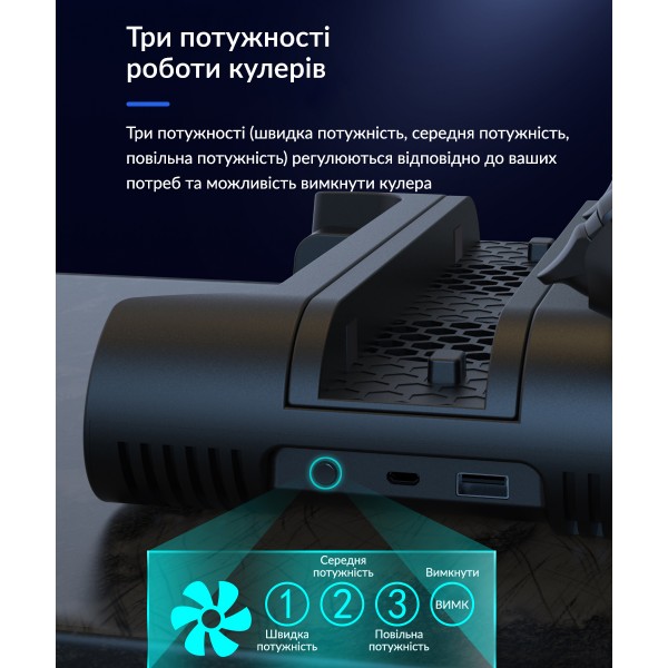 Мультифункціональна вертикальна підставка DOBE для консолей Sony PlayStation 4 (PS4 PRO / PS4 Slim / PS4 Fat) з охолодженням, зарядна станція для геймпадів DualShock 4 з LED підсвічуванням, підставка під 10 дисків