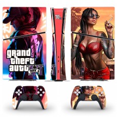 Вінілові наклейки Grand Theft Auto VI на PS5 Slim Digital Edition / геймпад DualSense / глянцеву частину ігрової консолі Sony PlayStation 5 Slim Digital Edition / Skin