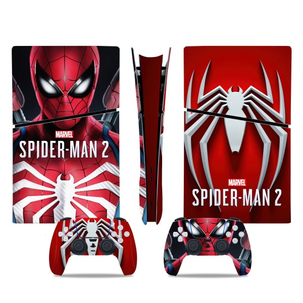 Вінілові наклейки Spider-Man (2) на PS5 Slim Digital Edition / геймпад DualSense / глянцеву частину ігрової консолі Sony PlayStation 5 Slim Digital Edition / Skin