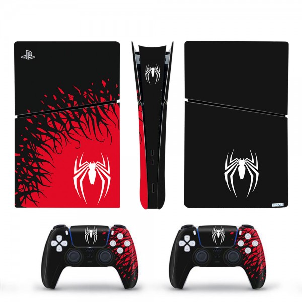 Вінілові наклейки Spider-Man на PS5 Slim Digital Edition + геймпад DualSense + глянцеву частину ігрової консолі Sony PlayStation 5 Slim Digital Edition / Skin