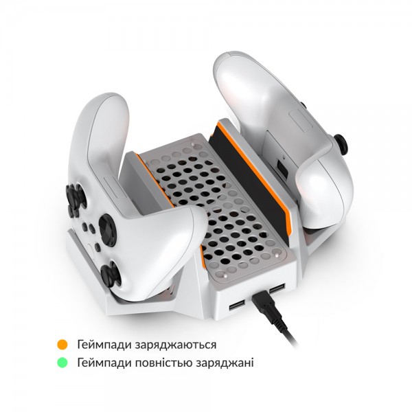Мультифункціональна охолоджувальна підставка DOBE для ігрової консолі Xbox Series S, зарядна станція з акумулятором 800mAh для геймпаду Microsoft Wireless Controller з LED підсвічуванням статусу зарядки