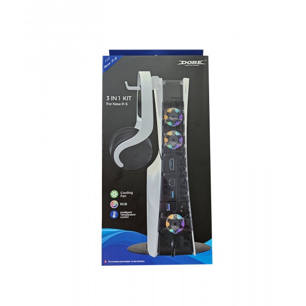 Комплект 3 в 1 DOBE до PlayStation PS5 Slim: Вентилятори / Підставка / Гачок для навушників (CS-215)