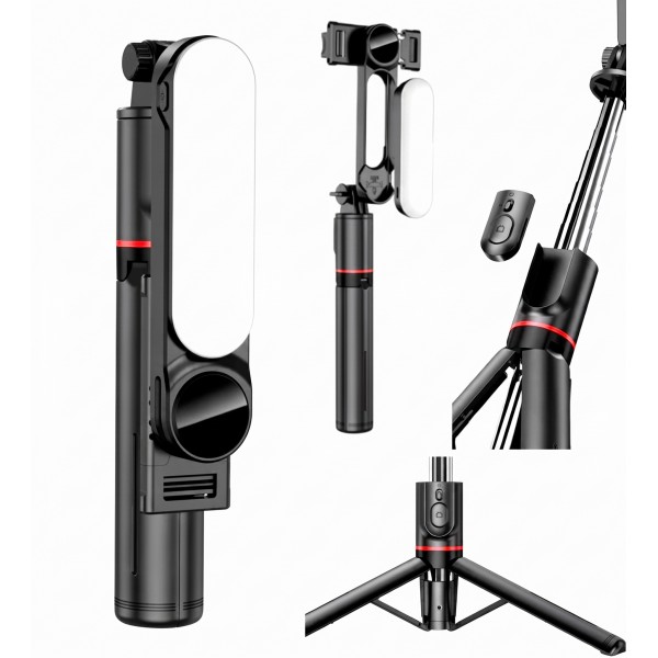 Трипод - селфі палиця Selfie Stick-Tripod (114 см max. висота) для фото, відео, селфі + LED лампа + Bluetooth пульт / Монопод зі штативом / Підставка для телефону (СS-341)