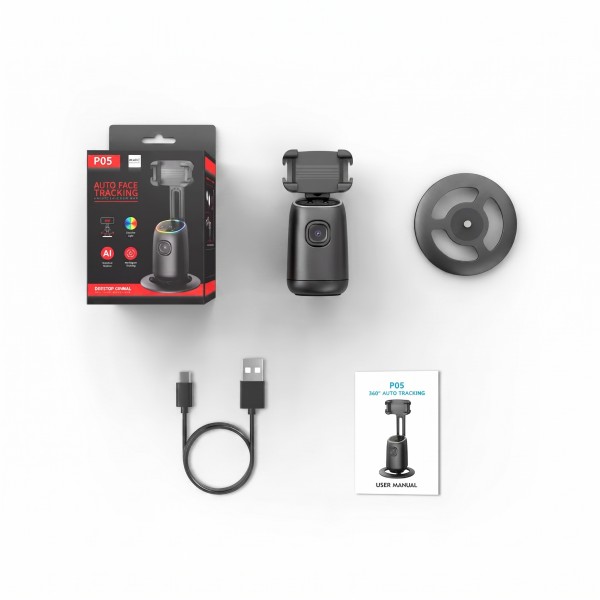 Настільний штатив - монопод Desktop Gimbal для телефону, iPhone, фото, селфі, відео 360° (Auto Face Tracking) / Управління жестами / Різьба 1.4'' для посадки на трипод / LED підсвітка (СS-352)