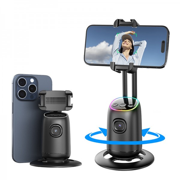 Настільний штатив - монопод Desktop Gimbal для телефону, iPhone, фото, селфі, відео 360° (Auto Face Tracking) / Управління жестами / Різьба 1.4'' для посадки на трипод / LED підсвітка (СS-352)