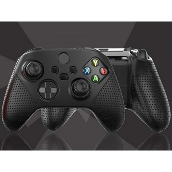 Силіконовий захисний чорний чохол-кейс DOBE для геймпаду Microsoft Wireless Controller консолі Xbox Series S | X, дві накладки на стіки (thumb grips)