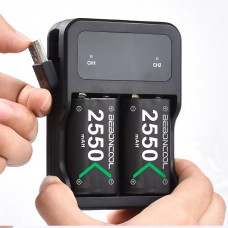 Зарядна dock станція BEBONCOOL з двома акумуляторними батареями ємністю 2550 mAh для геймпада Microsoft Wireless Controller консолі Xbox Series X|S, Xbox One X / Xbox One S / Xbox One з LED підсвіткою статусу зарядки