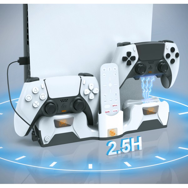 Настінне кріплення + Зарядна станція JYS для консолі PS5 / PS5 Slim / PS5 Pro (Disk Drive/Digital Edition) та контролера DualSense | DualSense Edge + Гачок-тримач навушники PS5 Pulse 3D / PULSE Elite | Кронштейн на стіну Sony PlayStation 5