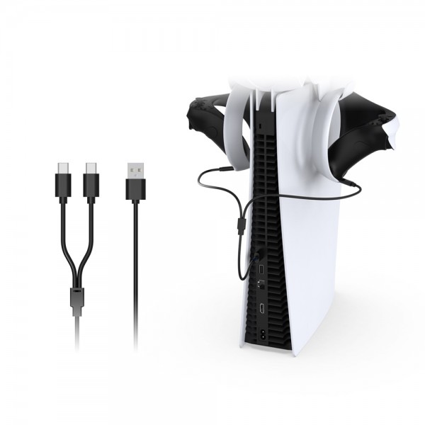 Зарядний кабель DOBE USB-A / подвійний USB-C для контролера Sense окулярів віртуальної реальності PlayStation VR2 / геймпада DualSense Sony PS5 / PS5 Slim (Disk Drive version/Digital Edition)