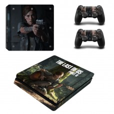 Вінілові наклейки The Last of Us на ігрову консоль PS4 Slim + геймпад Dualshock 4 + бокові сторони Sony PlayStation 4 Slim / Skin