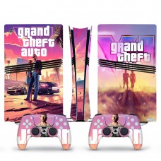 Вінілові наклейки Grand Theft Auto (GTA 6) на PS5 Pro + геймпад DualSense + глянцеву частину ігрової консолі Sony PlayStation 5 Pro / Skin