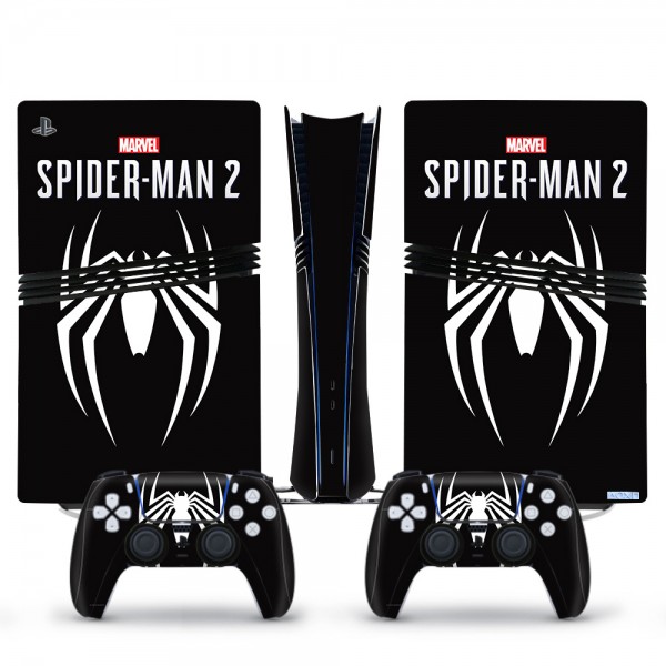 Вінілові наклейки Spider-Man 2 на PS5 Pro + геймпад DualSense + глянцеву частину ігрової консолі Sony PlayStation 5 Pro / Skin