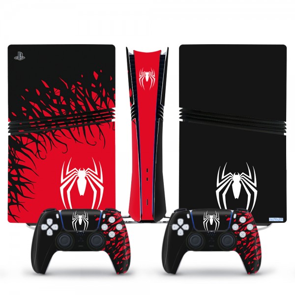 Вінілові наклейки Spider-Man на PS5 Pro + геймпад DualSense + глянцеву частину ігрової консолі Sony PlayStation 5 Pro / Skin
