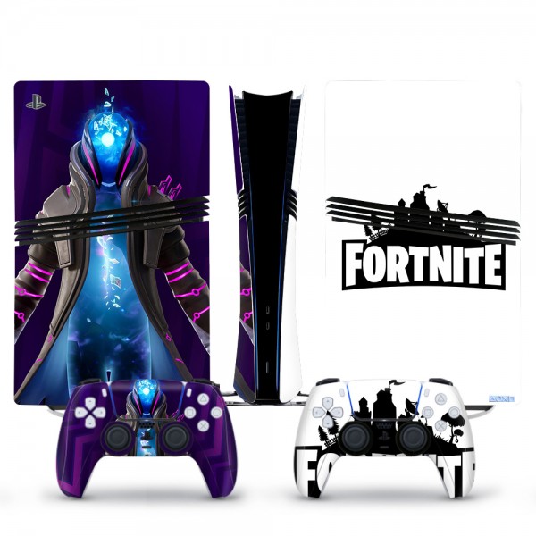 Вінілові наклейки Fortnite на PS5 Pro + геймпад DualSense + глянцеву частину ігрової консолі Sony PlayStation 5 Pro / Skin