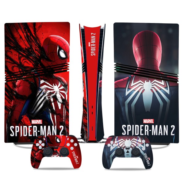 Вінілові наклейки Spider-Man 2 на PS5 Pro / геймпад DualSense / глянцеву частину ігрової консолі Sony PlayStation 5 Pro / Skin