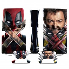 Вінілові наклейки Deadpool & Wolverine на PS5 Pro / геймпад DualSense / глянцеву частину ігрової консолі Sony PlayStation 5 Pro / Skin