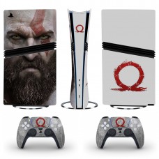 Вінілові наклейки God of War на PS5 Pro / геймпад DualSense / глянцеву частину ігрової консолі Sony PlayStation 5 Pro / Skin