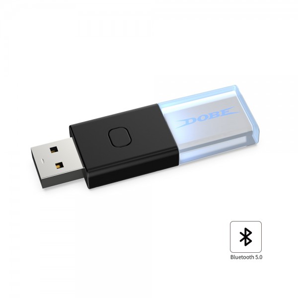 USB-A Bluetooth 5.0 ресивер-адаптер DOBE для підключення контролера DualSense від консолі PS5 / PS5 Slim / PS5 Pro, DualShock PS4 PRO / Slim / Fat, геймпада Microsoft Wireless Controller Xbox One, Nintendo Switch Pro до ПК/ноутбуку на Windows
