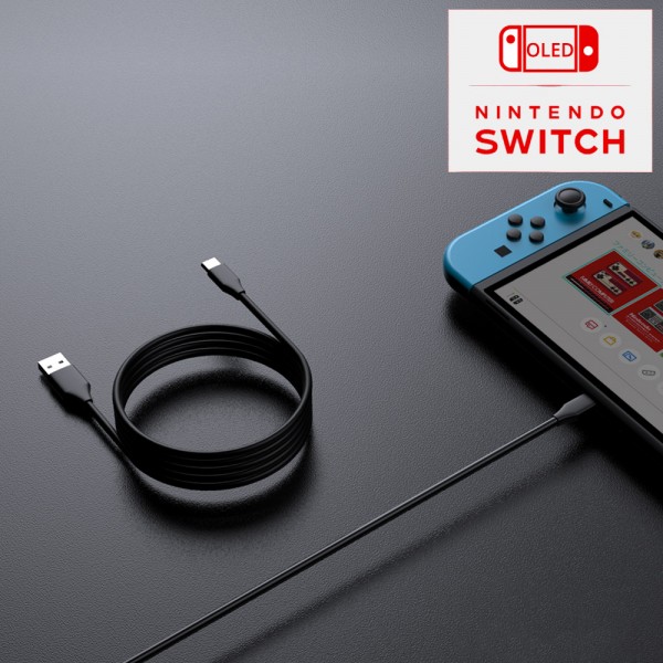 Зарядний кабель передачі даних (Data Transmission) DOBE (200 см) USB Type-C/USB-A для геймпада DualSense консолі Sony PlayStation PS5 | PS5 Slim | PS5 Pro / контролера Microsoft Wireless Controller Xbox Series X/S / Nintendo Switch (OLED)