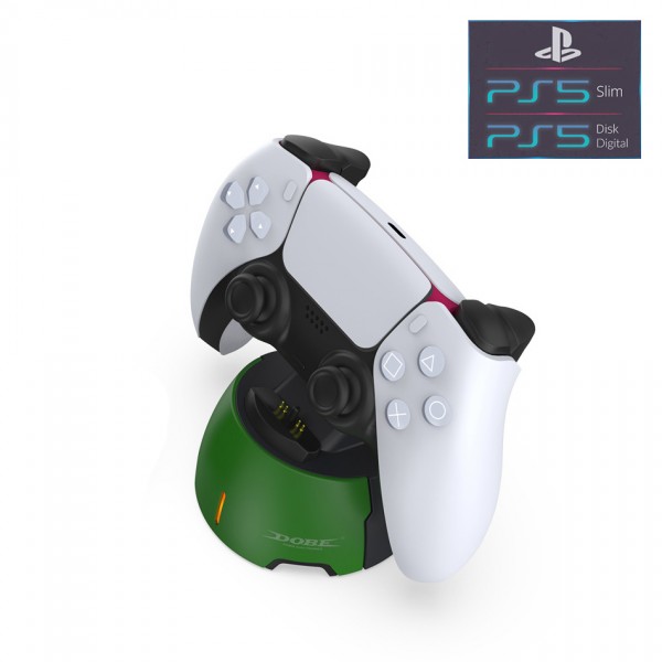 Зарядна док станція DOBE підставка для геймпада DualSense / DualSense Edge консолі PS5 / PS5 Slim (Disk Drive version / Digital Edition) c LED підсвічуванням статусу зарядки контролера, джойстика Sony PlayStation 5