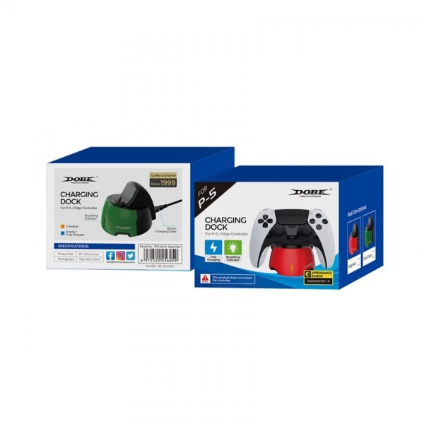 Зарядна док станція DOBE підставка для геймпада DualSense / DualSense Edge консолі PS5 / PS5 Slim (Disk Drive version / Digital Edition) c LED підсвічуванням статусу зарядки контролера, джойстика Sony PlayStation 5