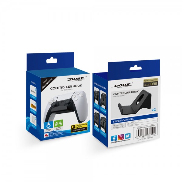 Кріплення-тримач на стіну DOBE (2 шт.) для контролера DualSense консолі PlayStation 5 (PS5/PS5 Digital Edition) / DualShock PS4 PRO, SLim, Fat / геймпада Microsoft Wireless Controller Xbox Series X|S / Xbox One X.S
