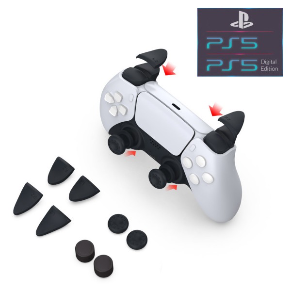 Силіконові накладки на стіки і тригери L2/R2 DOBE (trigger kit, thumb grips) для геймпада DualSense консолі Sony PlayStation 5: PS5 Disk Drive / PS5 Digital Edition / PS5 Slim / PS5 Pro