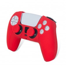 Силіконовий захисний червоний чохол та накладки на стики (thumb grips) DOBE для геймпада DualSense консолі Sony PlayStation 5 (PS5/PS5 Digital Edition)