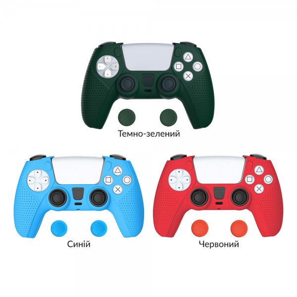 Силіконовий захисний червоний чохол та накладки на стики (thumb grips) DOBE для геймпада DualSense консолі Sony PlayStation 5 (PS5/PS5 Digital Edition)