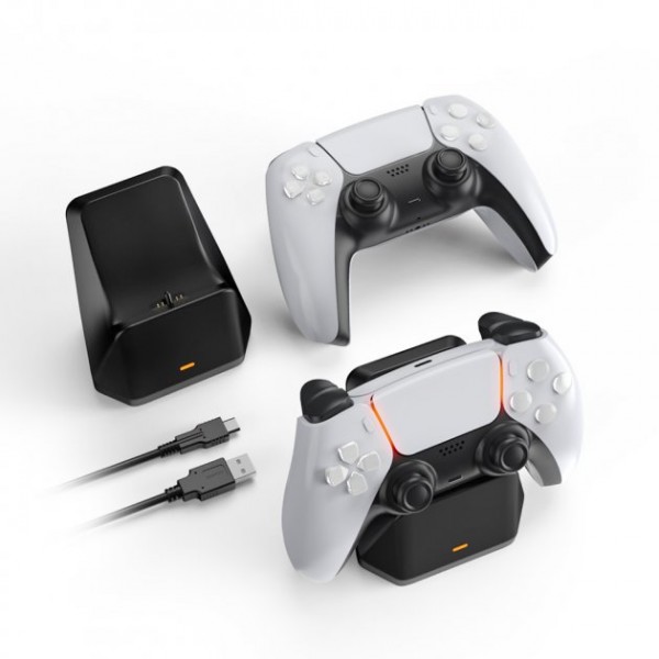 Зарядна dock станція DOBE підставка для геймпада DualSense приставки-консолі Sony PlayStation 5 (PS5 / PS5 Digital Edition) c LED підсвічуванням статусу зарядки контролера, джойстика