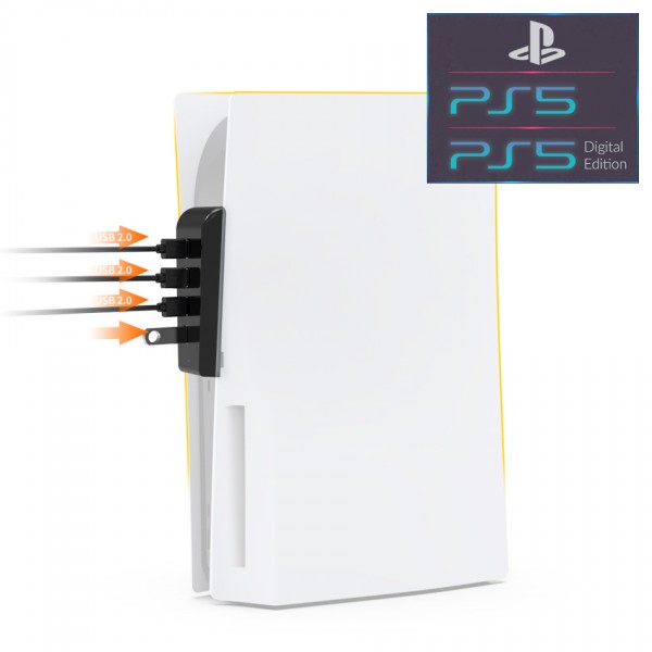 USB HUB DOBE 2.0 (USB хаб) чотири USB-A 2.0 роз'єми для консолі Sony PlayStation 5: PS5 Disk Drive version / PS5 Digital Edition (моделі 2020 року)